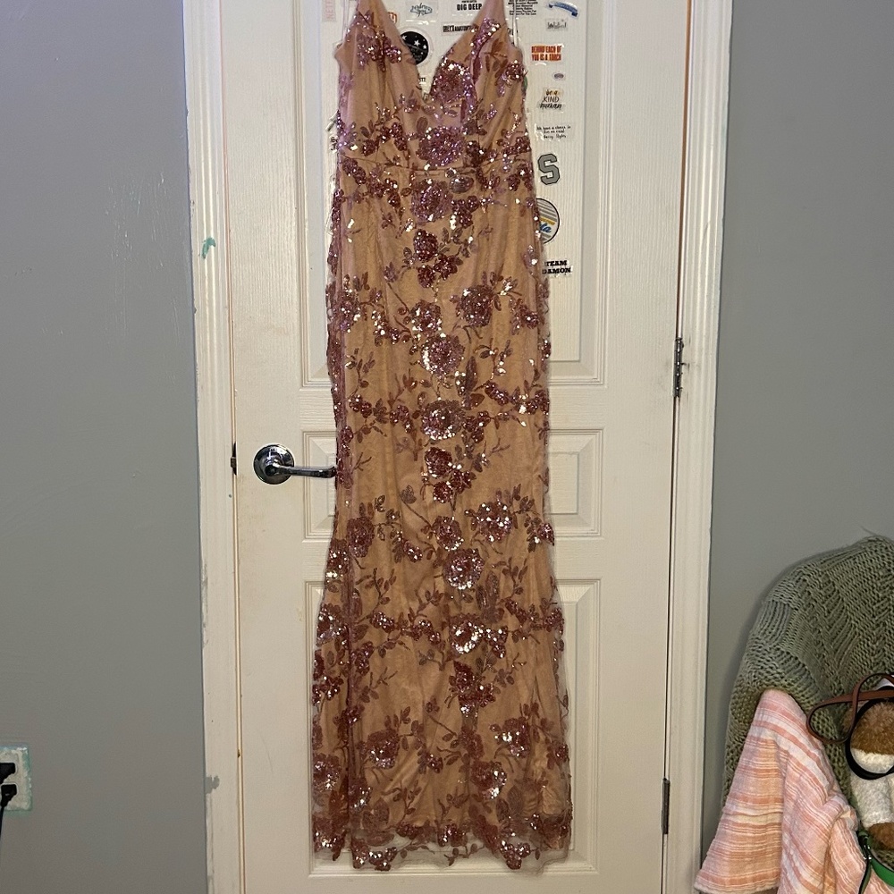 Lulu's Rose Gold Mermaid Dress size Medium